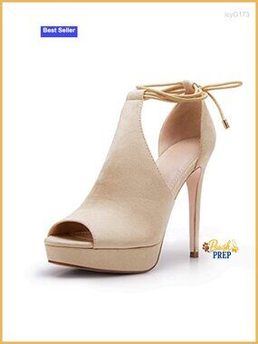 Faux Leather Peep Toe Platform Heels Lace Up Tie Stilettos Dress Pumps Shoes